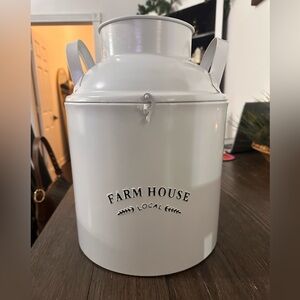 Galvanized White farmhouse Milk Can- large